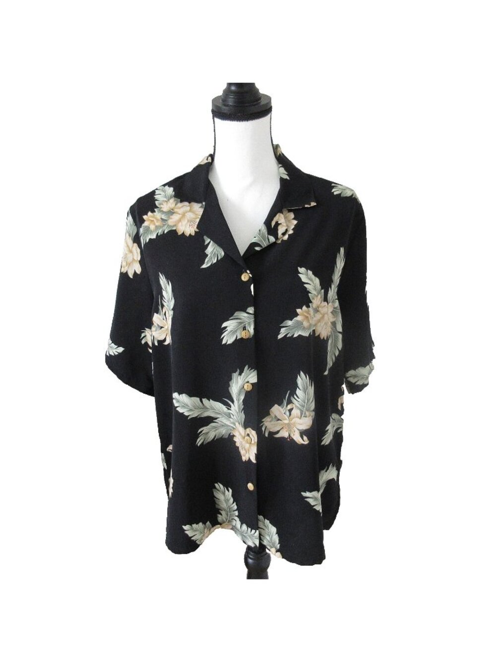 Vintage BonWorth Womens Hawaiian Short Sleeve Floral Button Down Shirt Size M